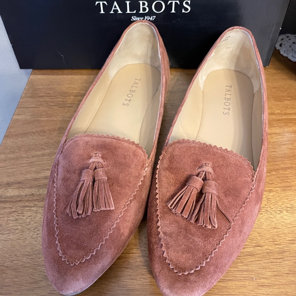 NIB talbots Cognac Suede Francesca Loafers